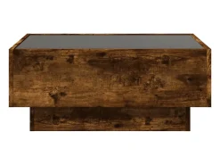 Mesa de centro | Mesa de apoio c/ LEDs 70x50x30 cm derivados de madeira^ Mesa De Centro