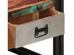 Clearance Mesa de centro | Mesa de apoio | Mesa de café 3 gavetas madeira recuperada maciça 100x50x35 cm Castanho