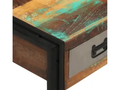 Clearance Mesa de centro | Mesa de apoio | Mesa de café 3 gavetas madeira recuperada maciça 100x50x35 cm Castanho