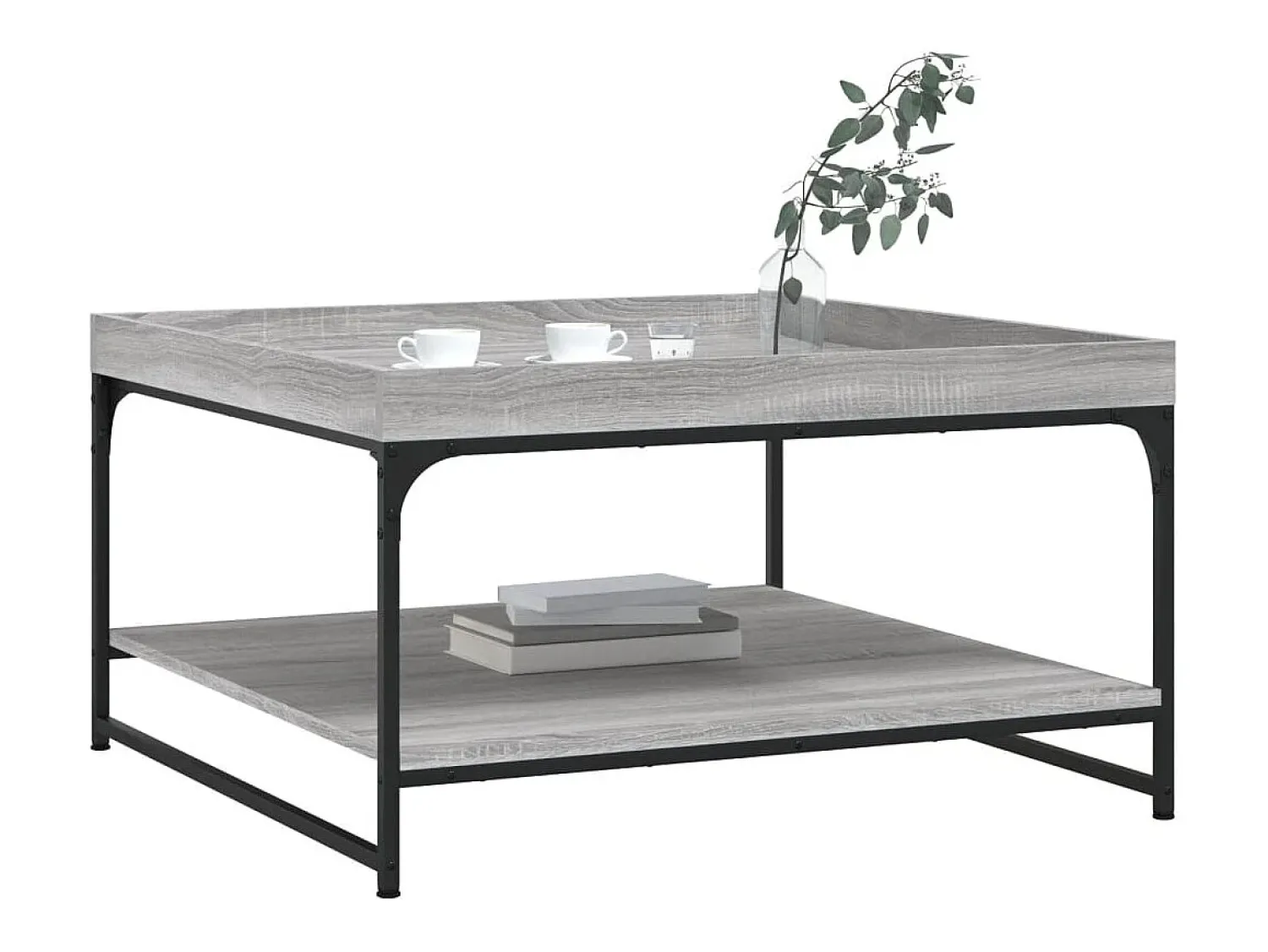 Best Mesa de centro | Mesa de apoio 80x80x45 cm derivados madeira/ferro cinza sonoma Cinzento