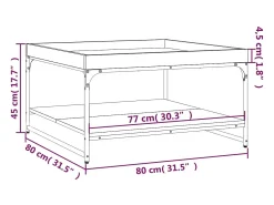 Best Mesa de centro | Mesa de apoio 80x80x45 cm derivados madeira/ferro cinza sonoma Cinzento