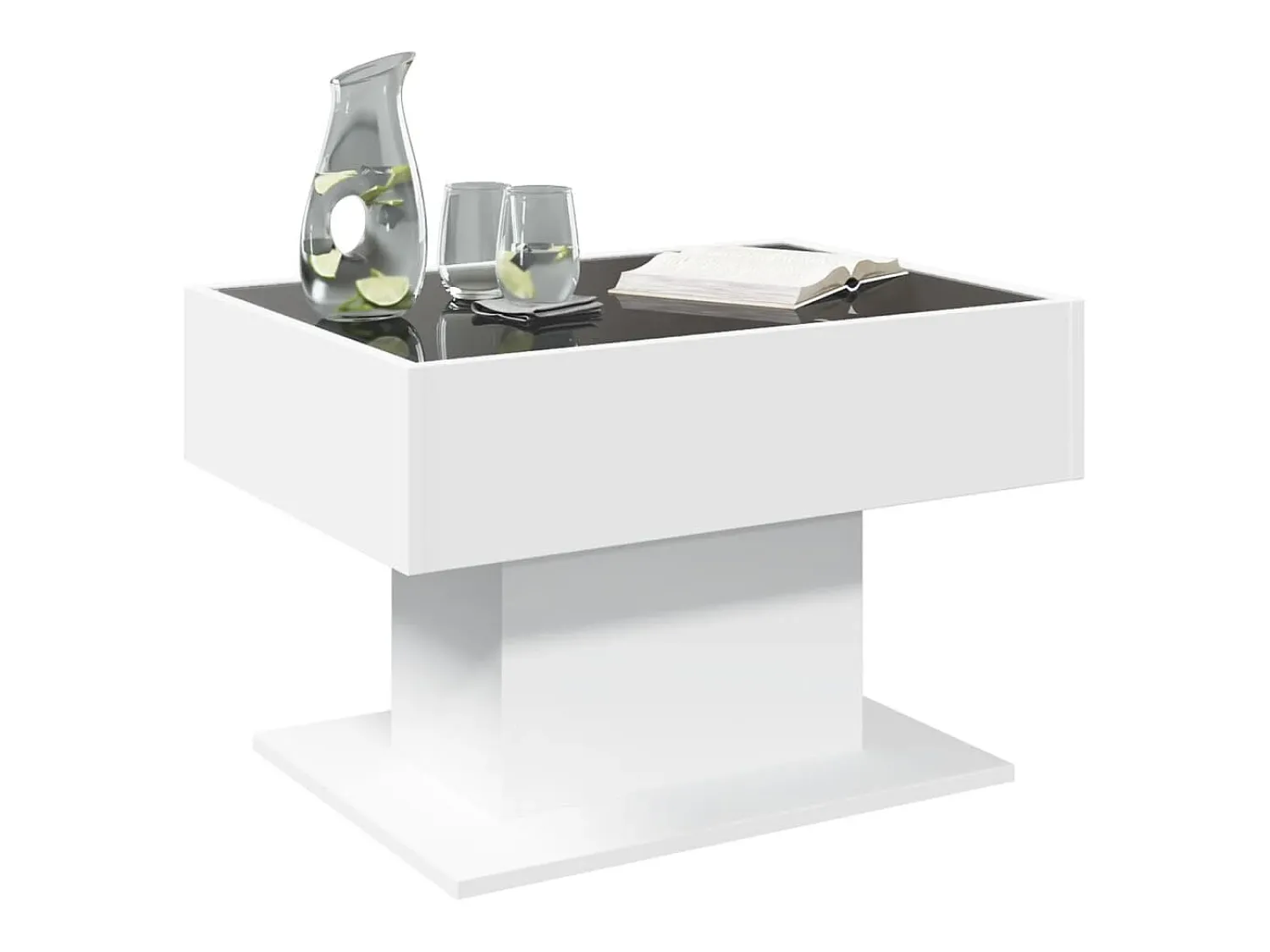 Mesa de centro | Mesa de apoio c/ LEDs 70x50x45 cm derivados de madeira^ Mesa De Centro