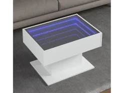Mesa de centro | Mesa de apoio c/ LEDs 70x50x45 cm derivados de madeira^ Mesa De Centro
