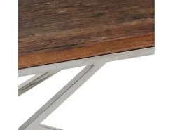Mesa de centro | Mesa de apoio | Mesa de café aço inoxidável/madeira ferroviária maciça^ Mesa De Centro