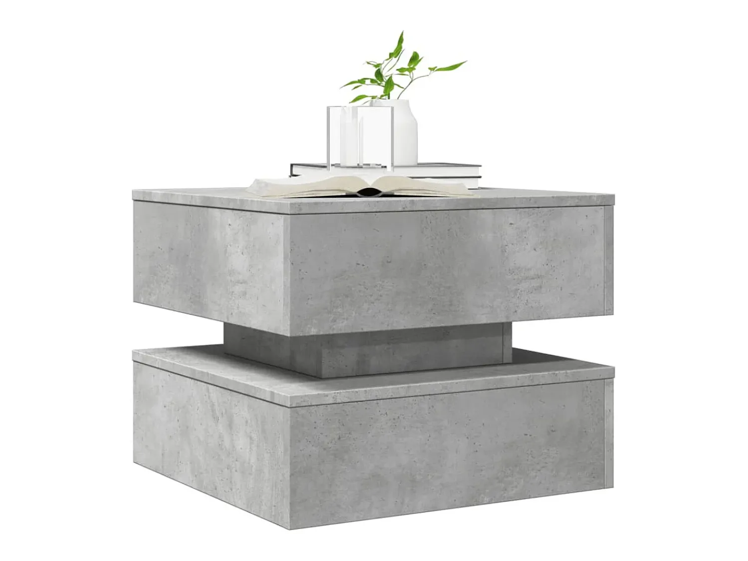 Mesa De Centro| Mesa de centro | Mesa de apoio com luzes LED 50x50x40 cm cimento Cinzento