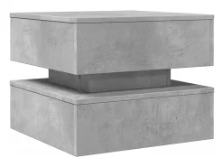 Mesa De Centro| Mesa de centro | Mesa de apoio com luzes LED 50x50x40 cm cimento Cinzento