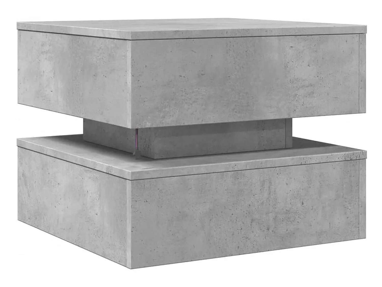 Mesa De Centro| Mesa de centro | Mesa de apoio com luzes LED 50x50x40 cm cimento Cinzento