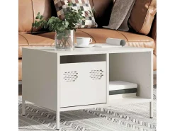 Mesa De Centro| Mesa de centro | Mesa de apoio 68.5x50x43.5 cm aço laminado a frio Branco
