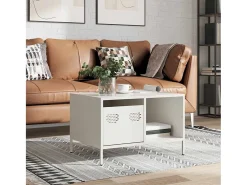 Mesa De Centro| Mesa de centro | Mesa de apoio 68.5x50x43.5 cm aço laminado a frio Branco