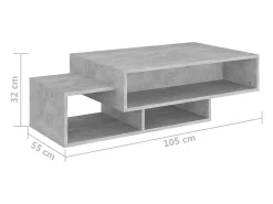 Mesa De Centro* Mesa de centro | Mesa de apoio 105x55x32 cm derivados madeira cimento Cinzento