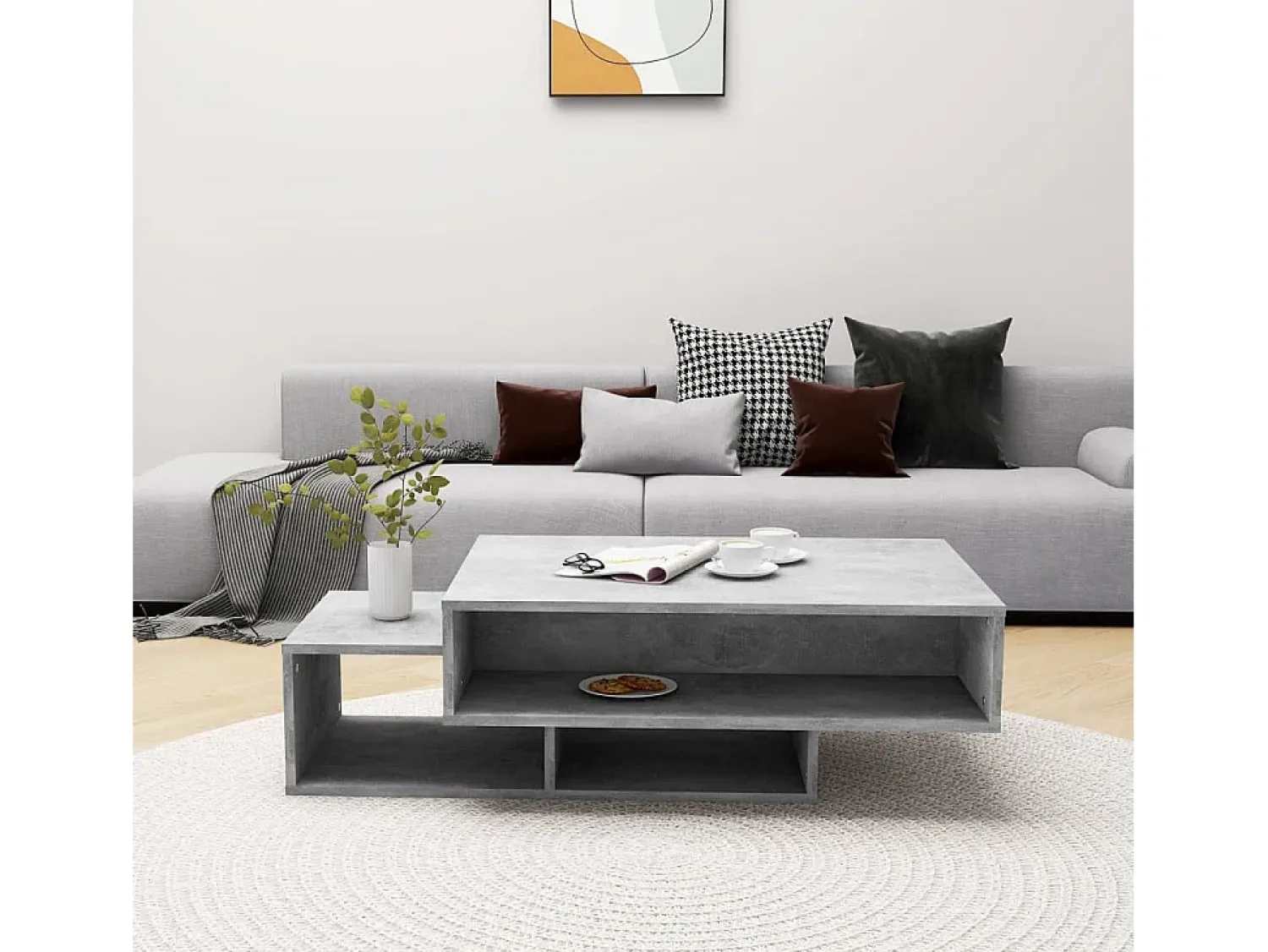 Mesa De Centro* Mesa de centro | Mesa de apoio 105x55x32 cm derivados madeira cimento Cinzento