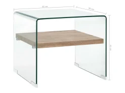 Mesa De Centro| Mesa de centro | Mesa de apoio 50x50x45 cm vidro temperado Transparente