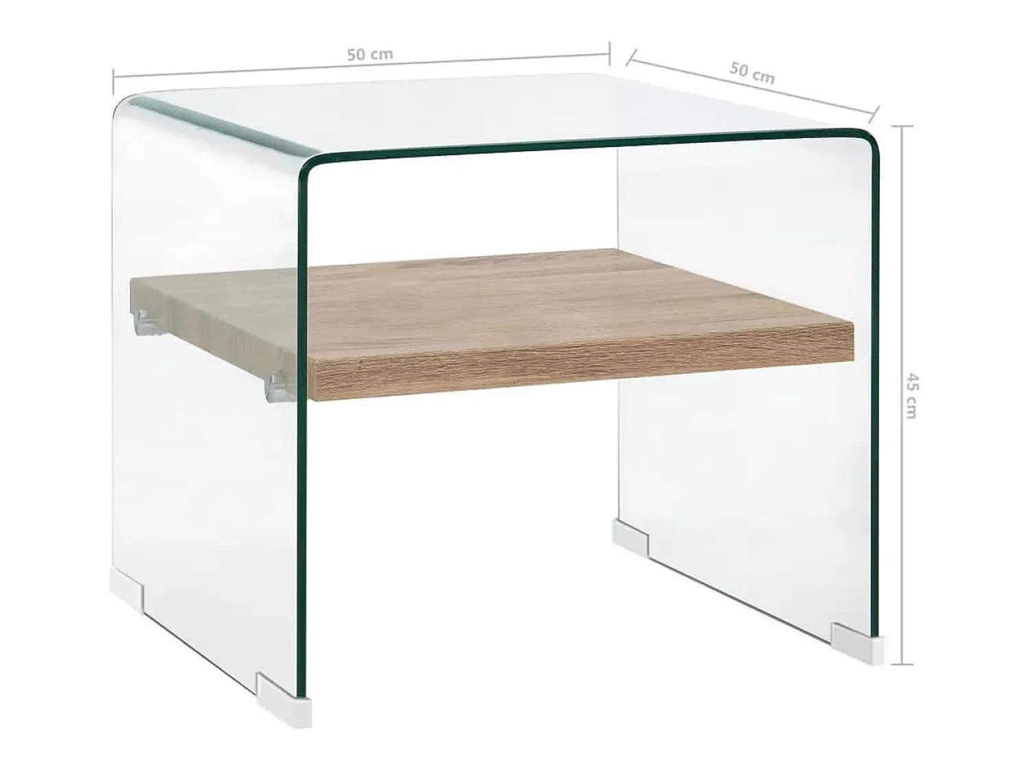 Mesa De Centro| Mesa de centro | Mesa de apoio 50x50x45 cm vidro temperado Transparente