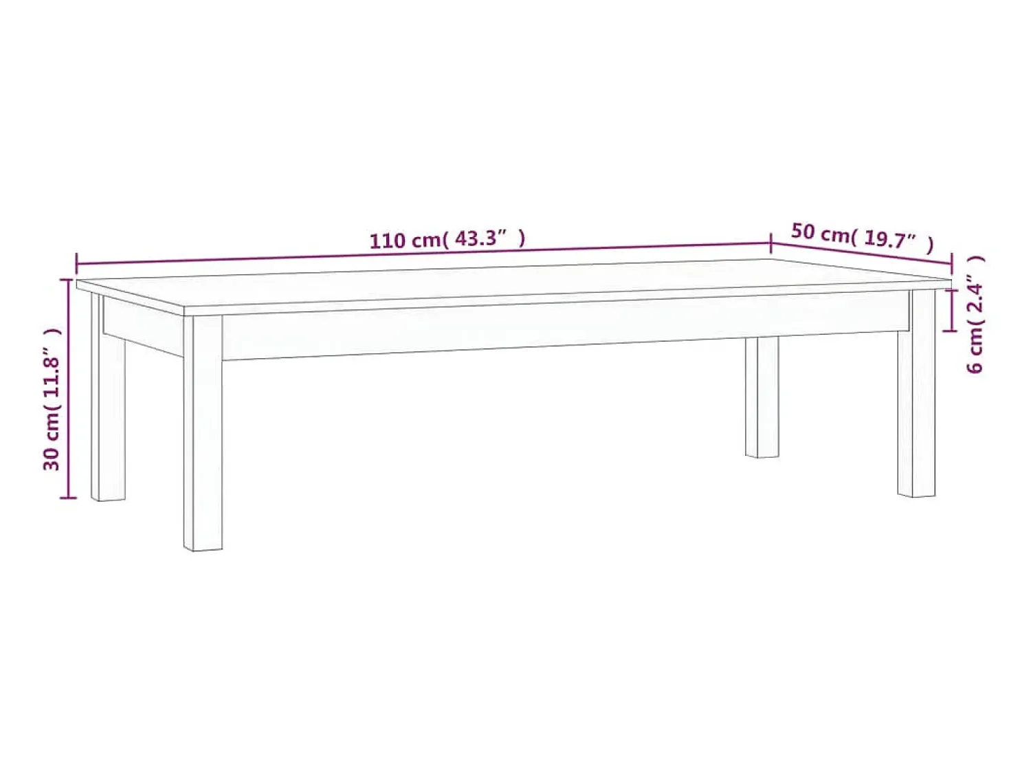 Mesa de centro | Mesa de apoio | Mesa de café 110x50x30 cm madeira de pinho maciça^ Mesa De Centro