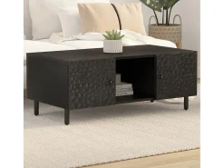 Mesa De Centro* Mesa de centro | Mesa de apoio 100x54x40 cm madeira de mangueira maciça Preto