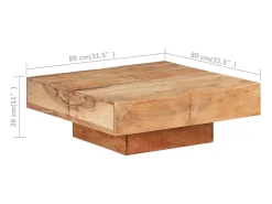 Mesa de centro | Mesa de apoio | Mesa de café 80x80x28 cm madeira de acácia maciça^ Mesa De Centro