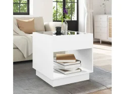 Mesa De Centro* Mesa de centro | Mesa de apoio luzes LED Infinity 50x50x50 cm Branco