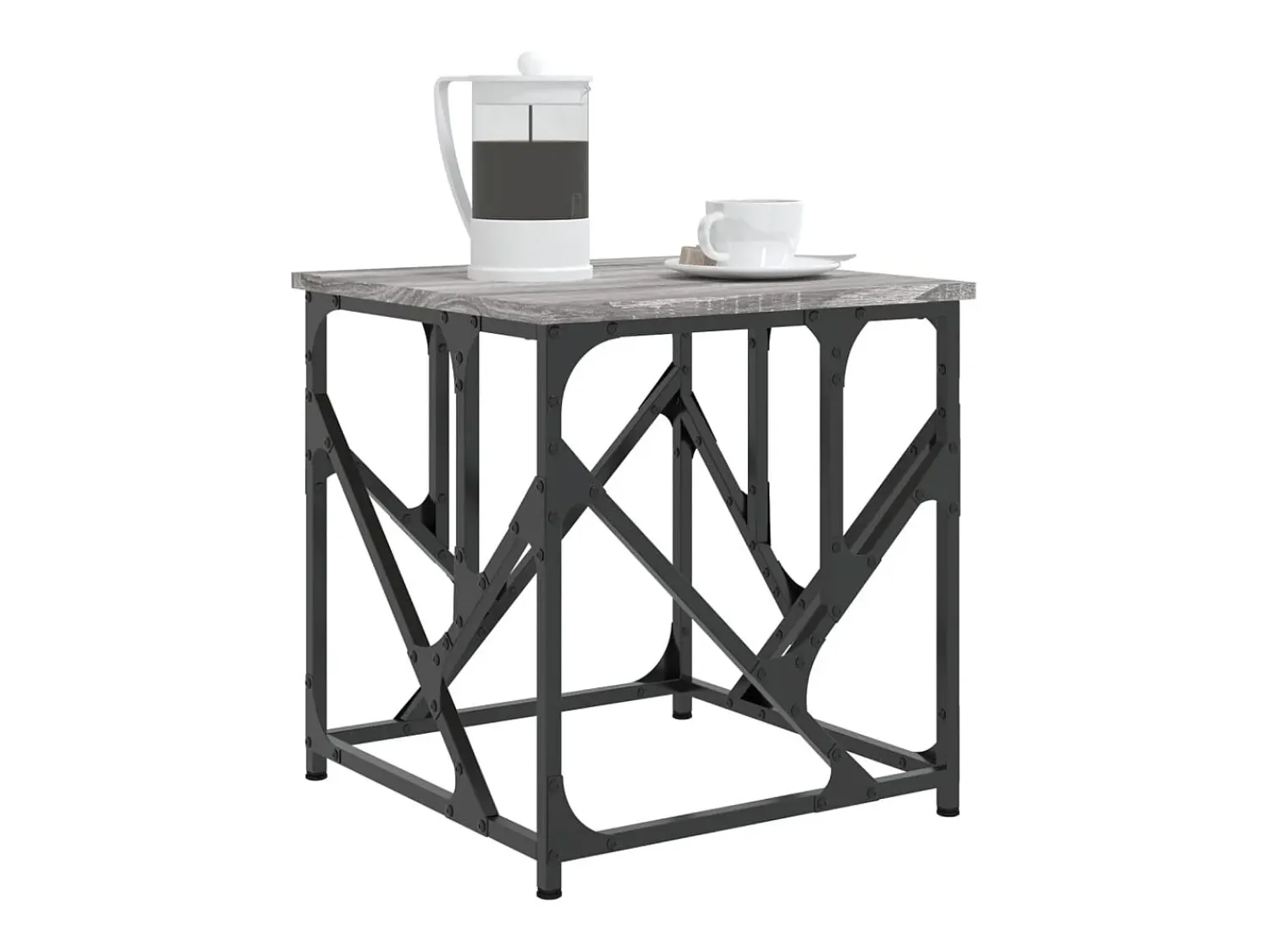 Mesa de centro | Mesa de apoio 45x45x47.5 cm derivados de madeira cinza sonoma^ Mesa De Centro