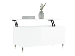 Mesa De Centro| Mesa de centro | Mesa de apoio 90x44.5x45 cm derivados de madeira brilhante Branco