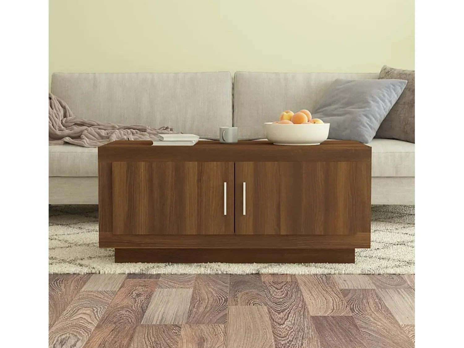 Mesa de centro | Mesa de apoio 102x50x45 cm derivados madeira carvalho Castanho