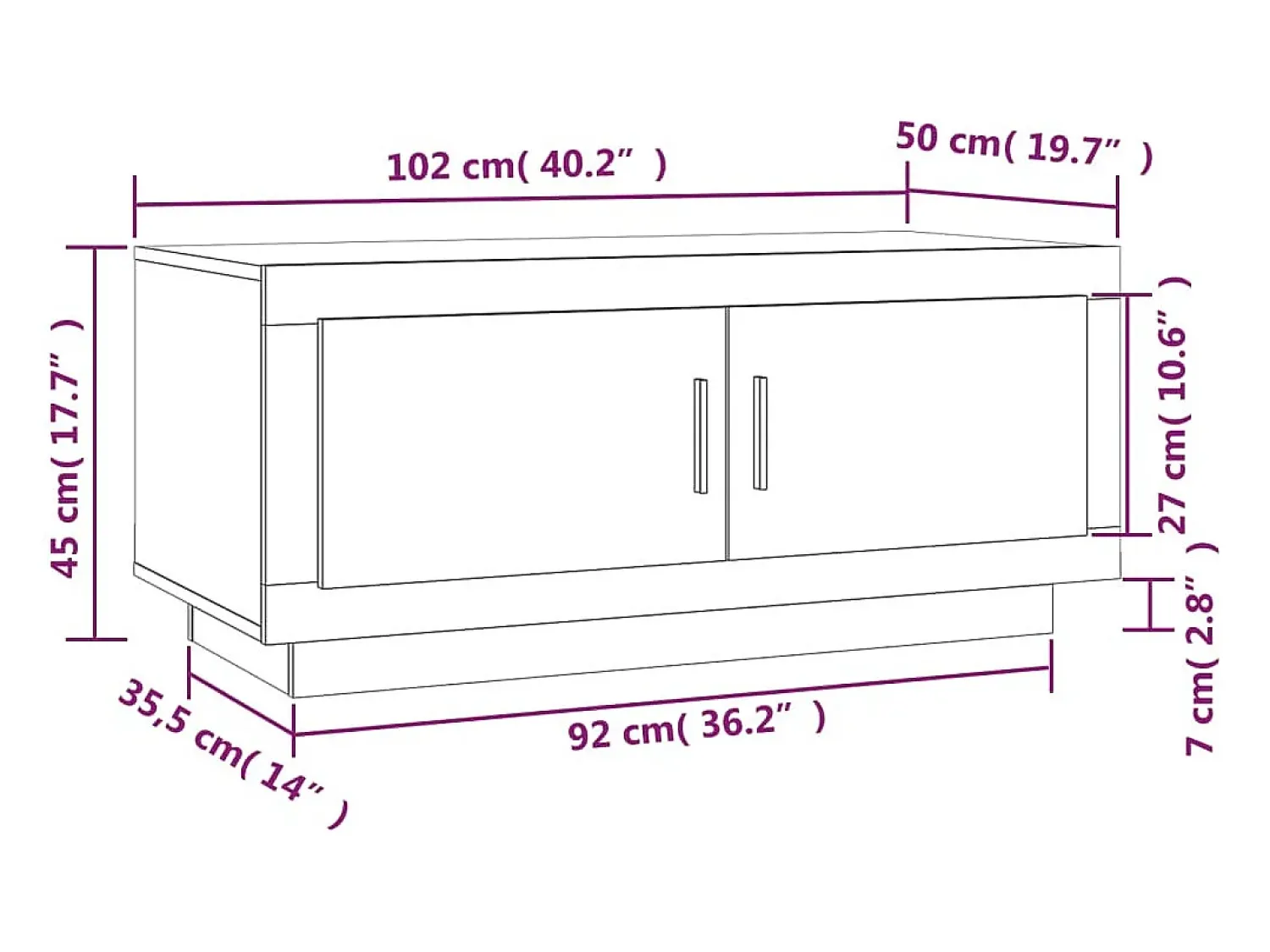 Mesa de centro | Mesa de apoio 102x50x45 cm derivados madeira carvalho Castanho