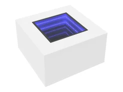 Mesa de centro | Mesa de apoio c/LEDs 60x60x40cm contraplacado brilhante^ Mesa De Centro