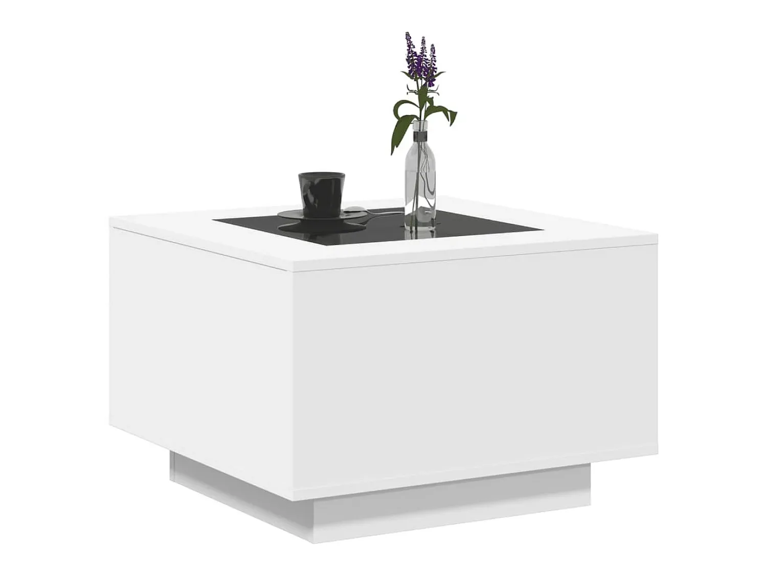Mesa de centro | Mesa de apoio c/LEDs 60x60x40cm contraplacado brilhante^ Mesa De Centro