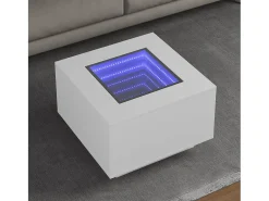 Mesa de centro | Mesa de apoio c/LEDs 60x60x40cm contraplacado brilhante^ Mesa De Centro