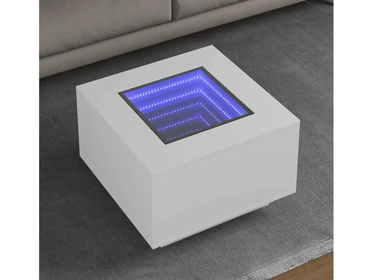Mesa de centro | Mesa de apoio c/LEDs 60x60x40cm contraplacado brilhante^ Mesa De Centro