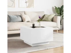Mesa de centro | Mesa de apoio c/LEDs 60x60x40cm contraplacado brilhante^ Mesa De Centro