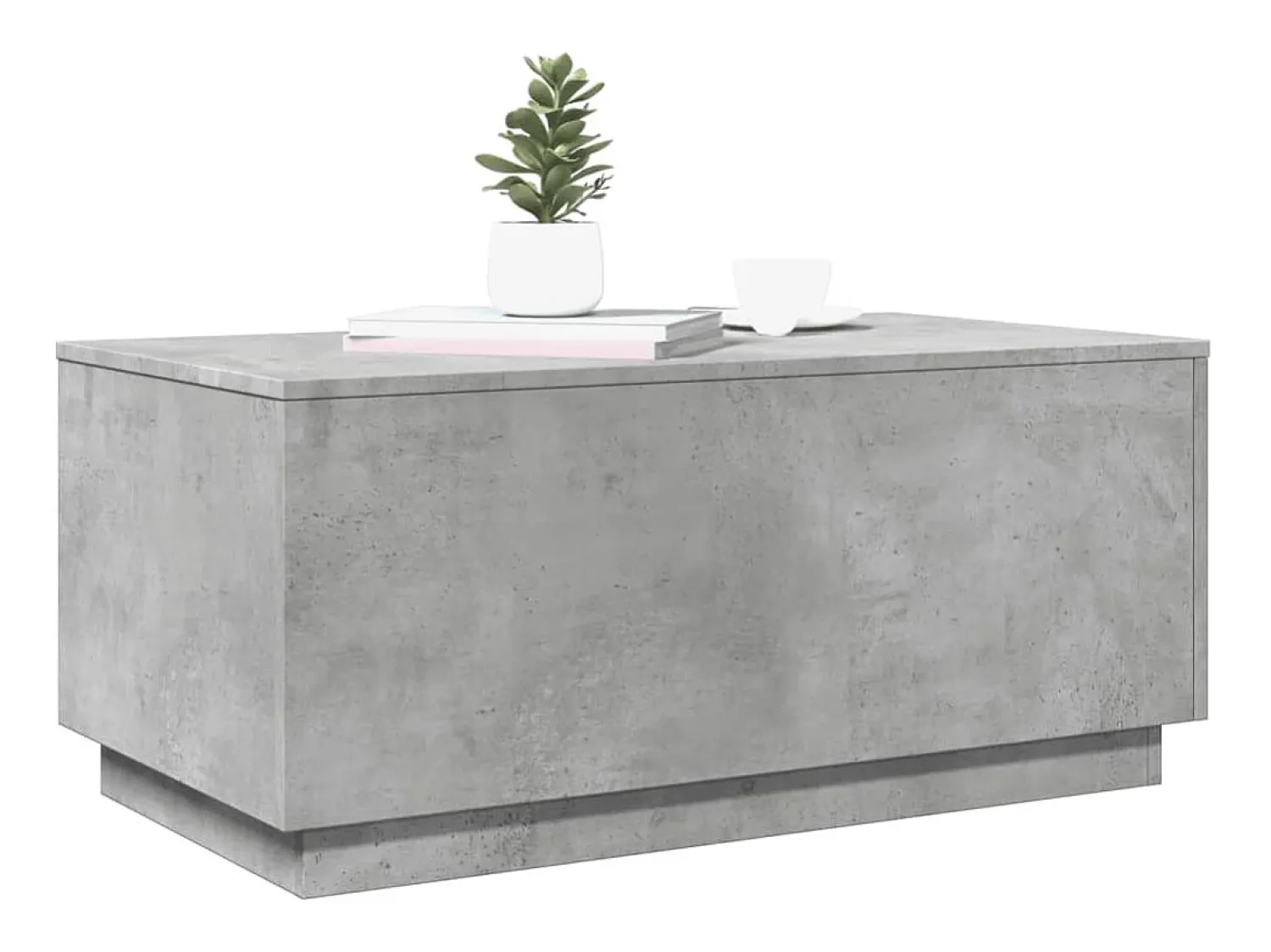 Mesa de centro | Mesa de apoio com luzes LED 90x50x40 cm cimento^ Mesa De Centro