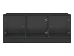 New Mesa de centro | Mesa de apoio c/ portas de vidro 102x50x42 cm Preto