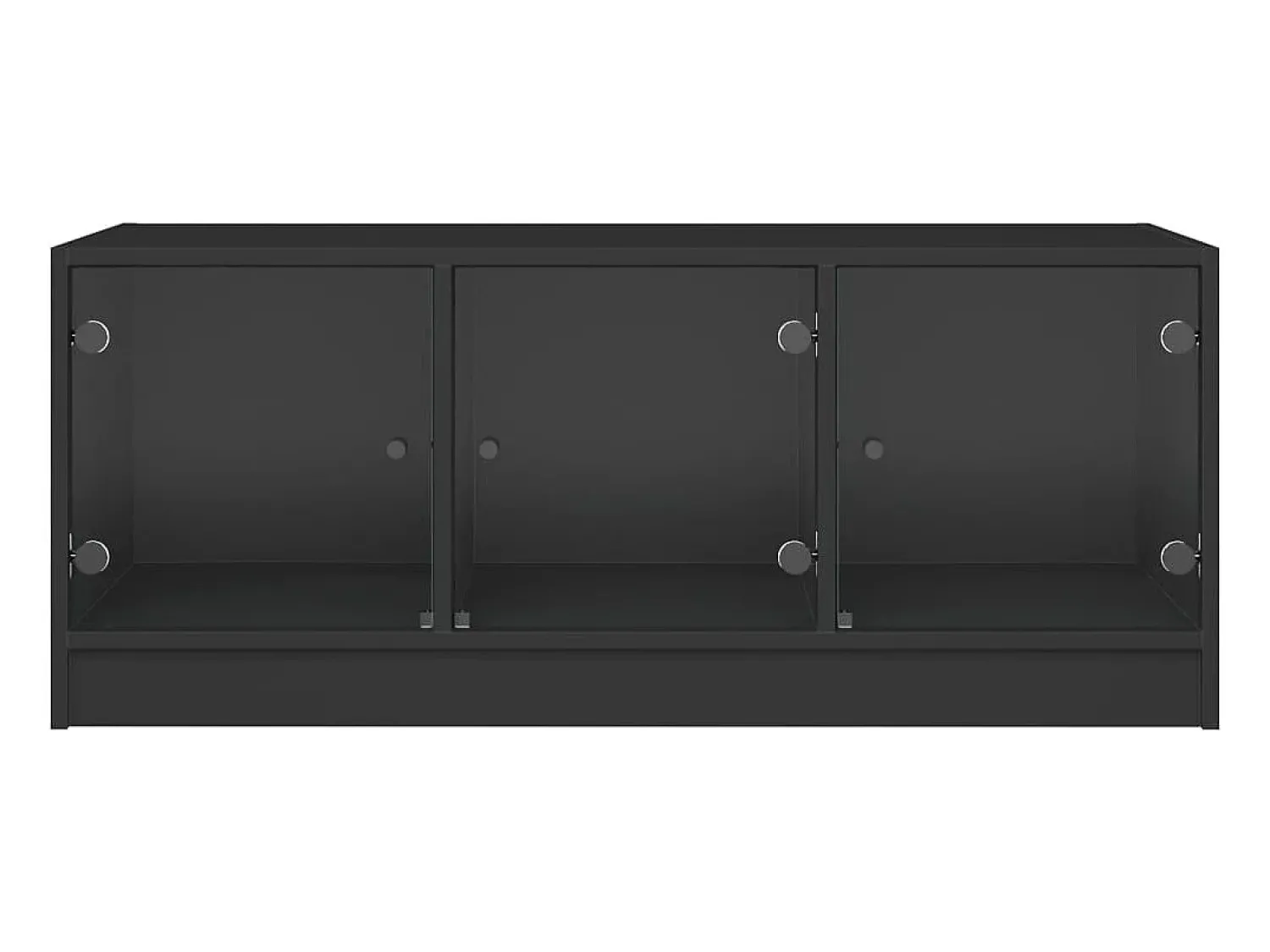 New Mesa de centro | Mesa de apoio c/ portas de vidro 102x50x42 cm Preto