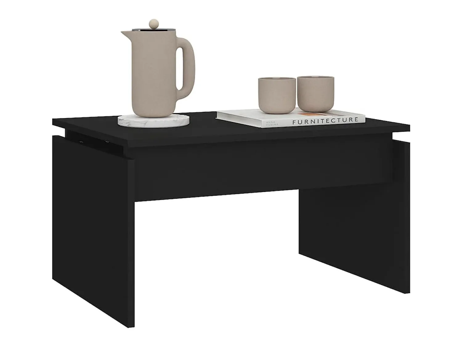 Mesa De Centro* Mesa de centro | Mesa de apoio 68x50x38 cm derivados de madeira Preto
