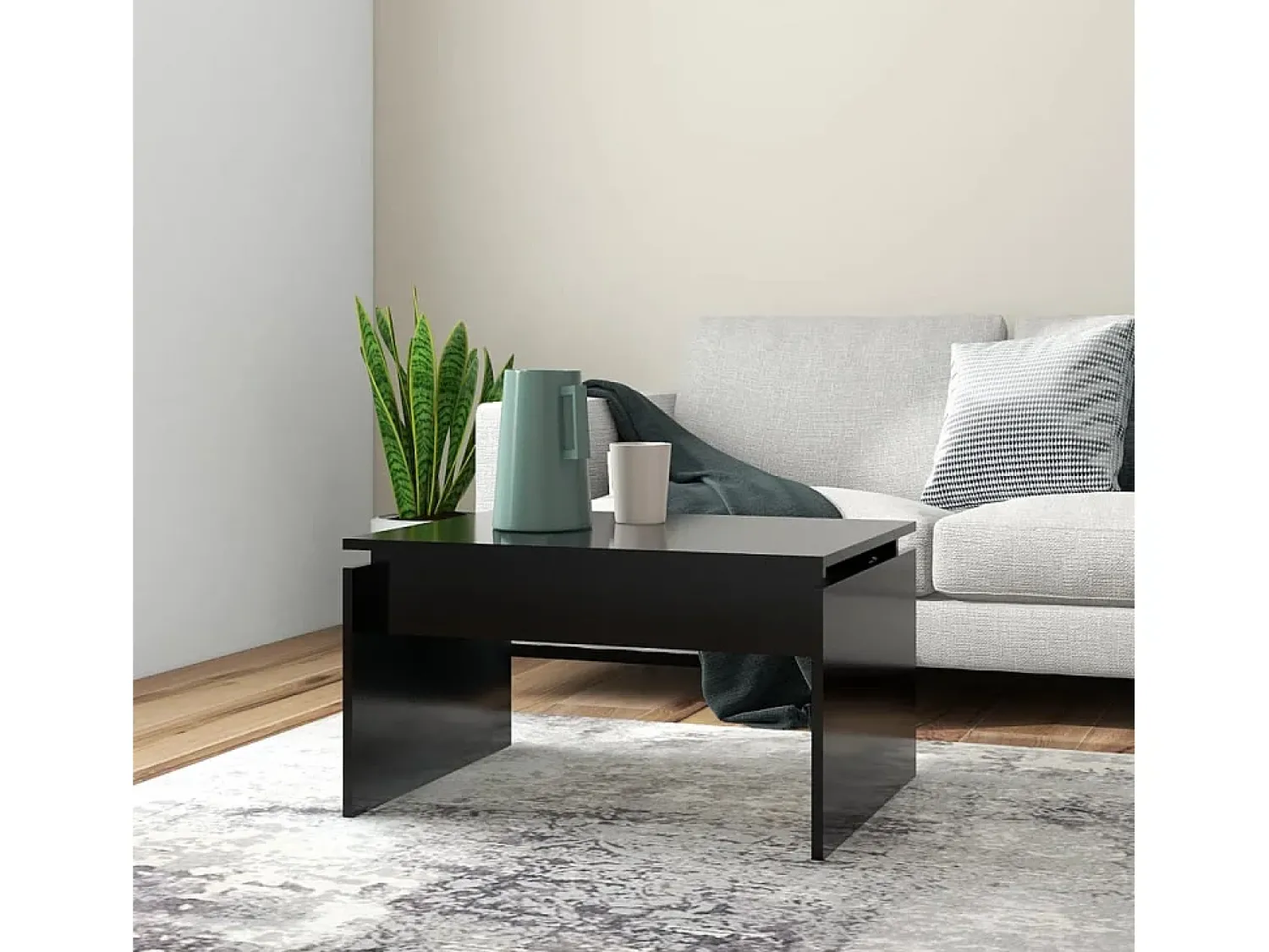 Mesa De Centro* Mesa de centro | Mesa de apoio 68x50x38 cm derivados de madeira Preto