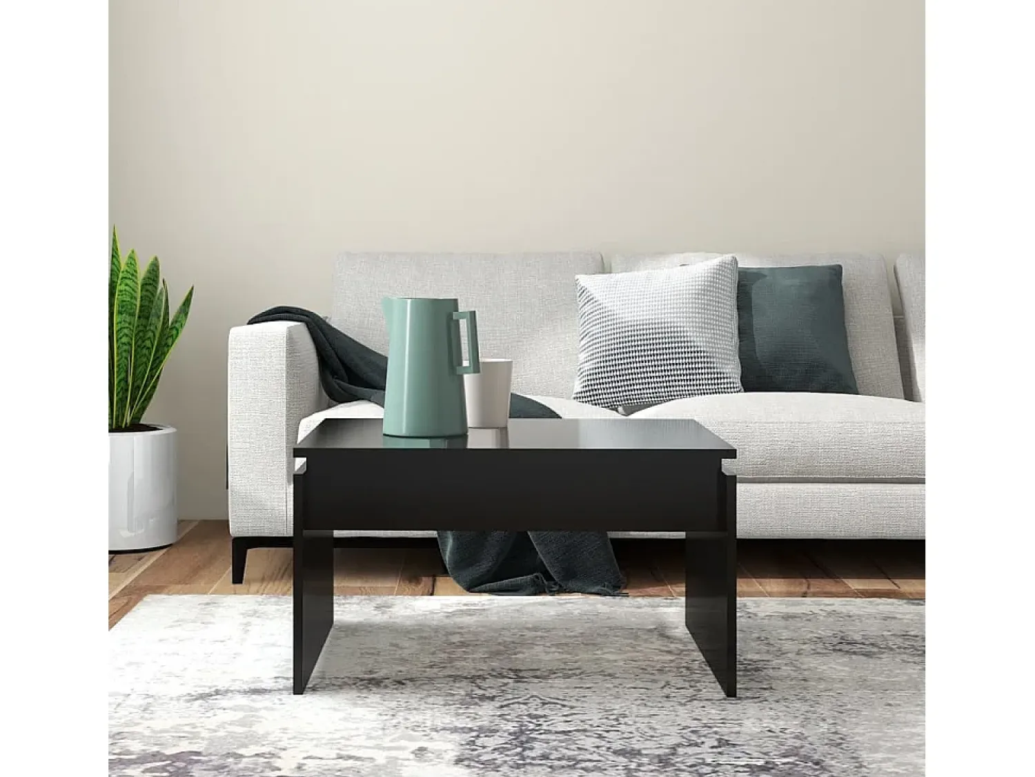 Mesa De Centro* Mesa de centro | Mesa de apoio 68x50x38 cm derivados de madeira Preto
