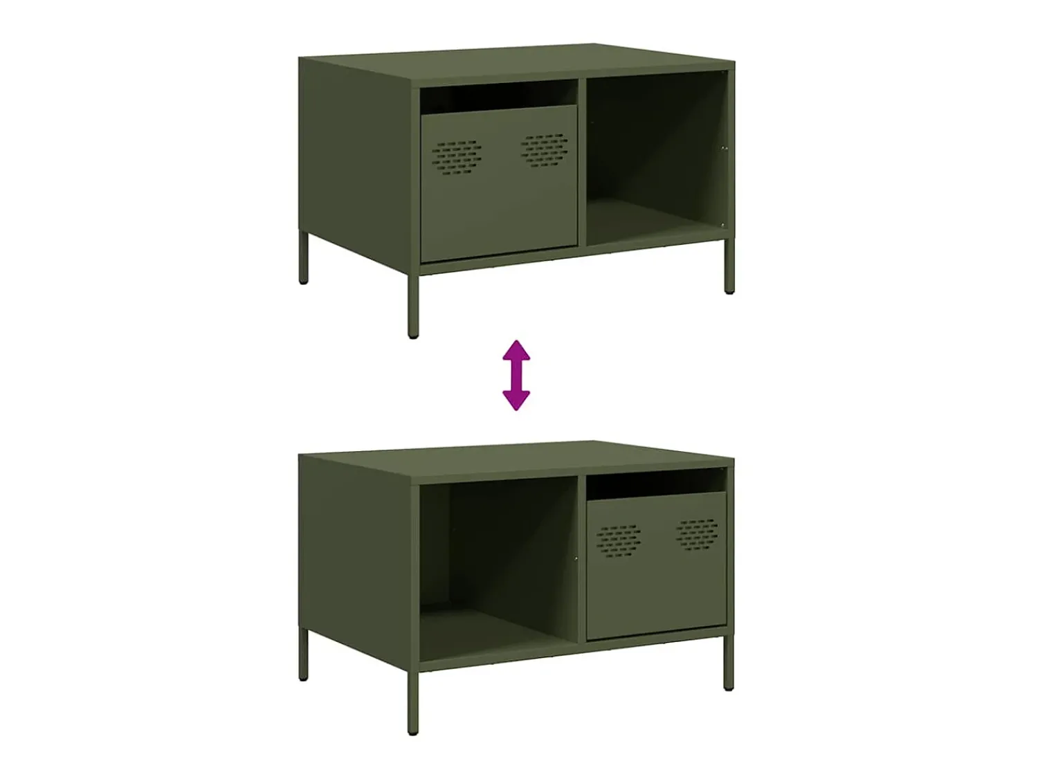 Mesa De Centro* Mesa de centro | Mesa de apoio 68.5x50x43.5 cm aço laminado a frio -azeitona Verde