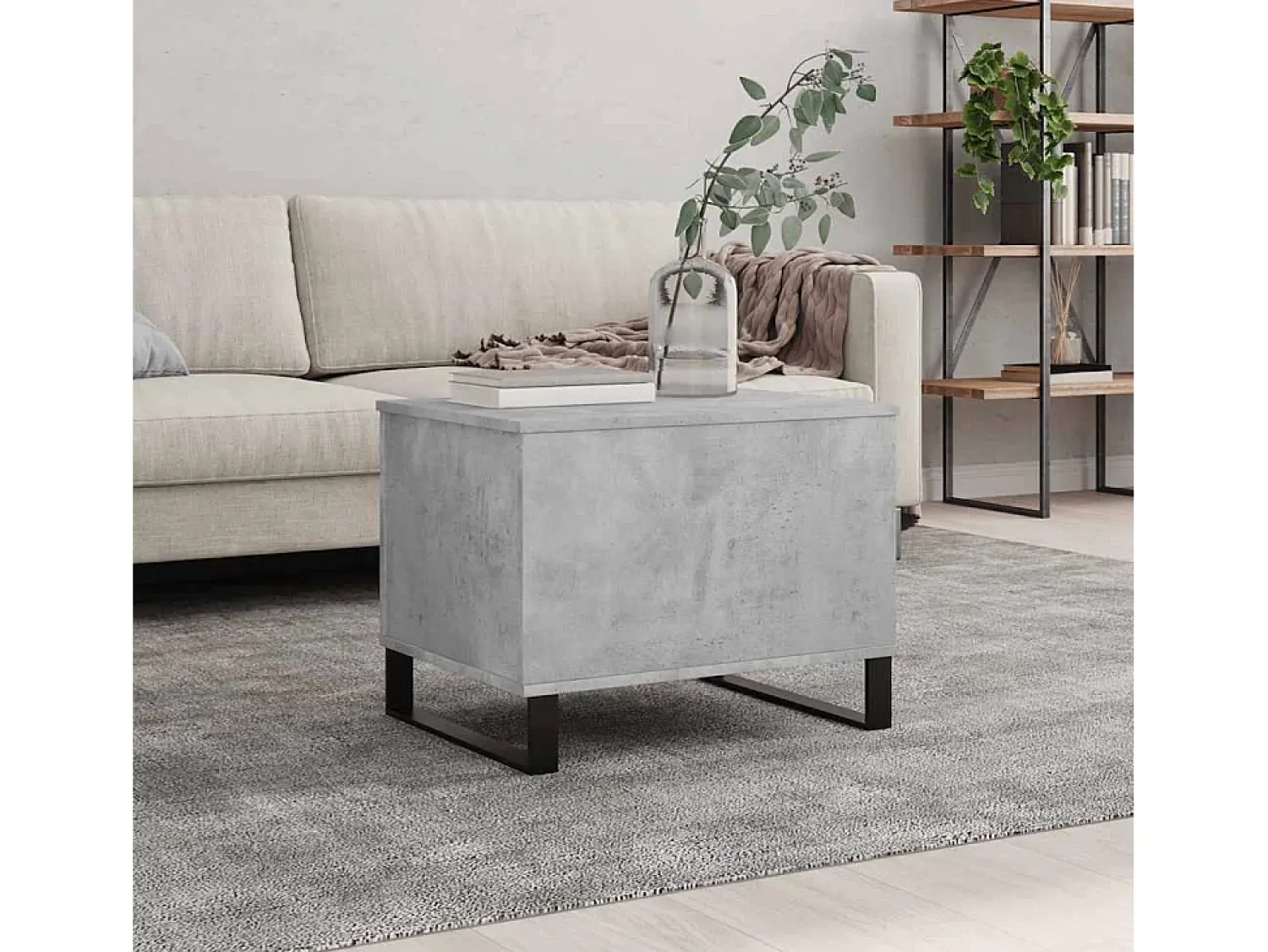 Mesa De Centro| Mesa de centro | Mesa de apoio 60x44.5x45 cm derivados madeira cimento Cinzento