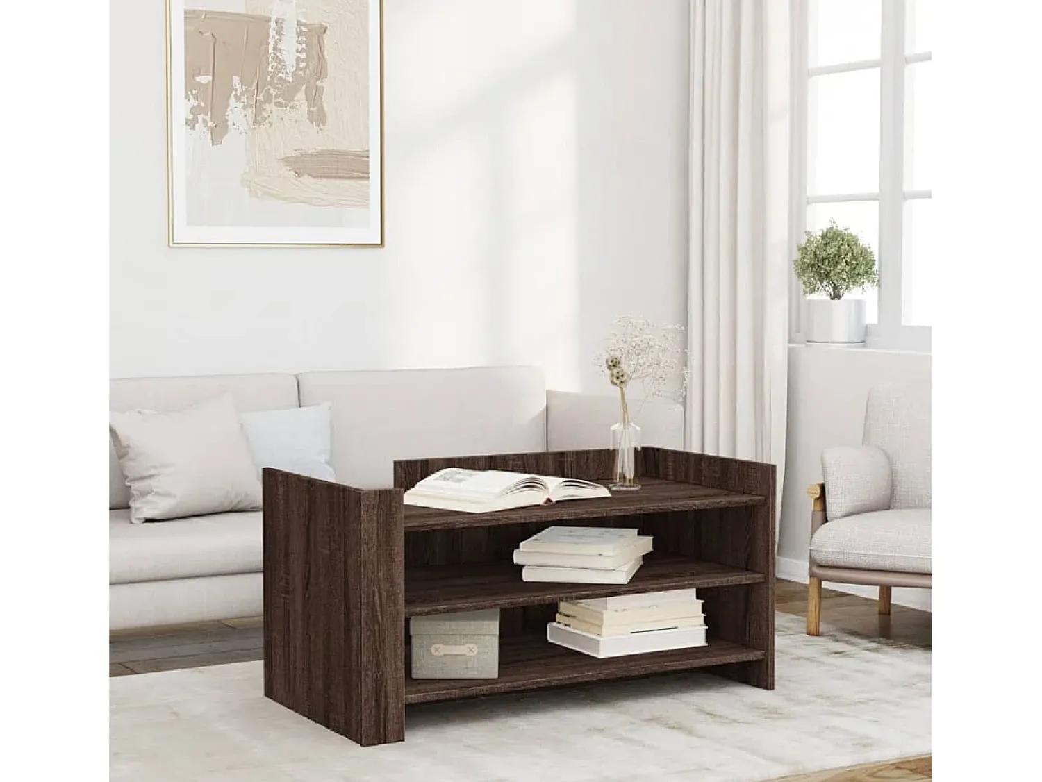 Mesa de centro | Mesa de apoio 100x50x50 cm deriv. madeira carvalho^ Mesa De Centro