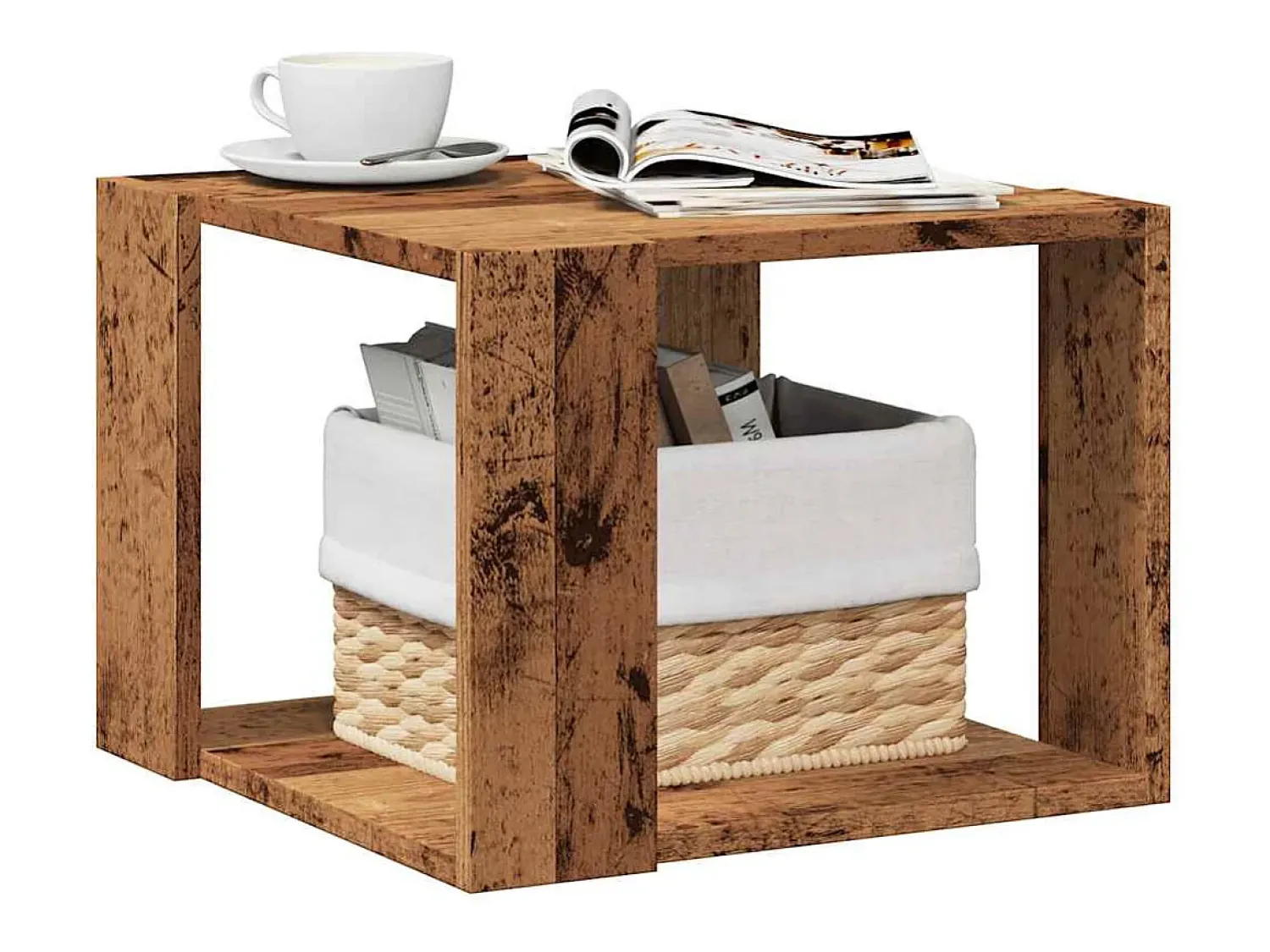 Mesa De Centro* Mesa de centro | Mesa de apoio | Mesa de café madeira antiga 40x40x30 cm madeira trabalhada Castanho