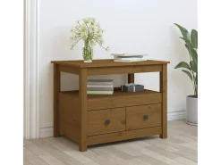 Mesa De Centro| Mesa de centro | Mesa de apoio 71x49x55 cm pinho maciço mel Castanho