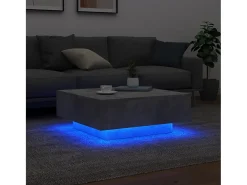 Online Mesa de centro | Mesa de apoio | Mesa de café com luzes LED 80x80x31 cm cimento Cinzento