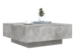 Online Mesa de centro | Mesa de apoio | Mesa de café com luzes LED 80x80x31 cm cimento Cinzento