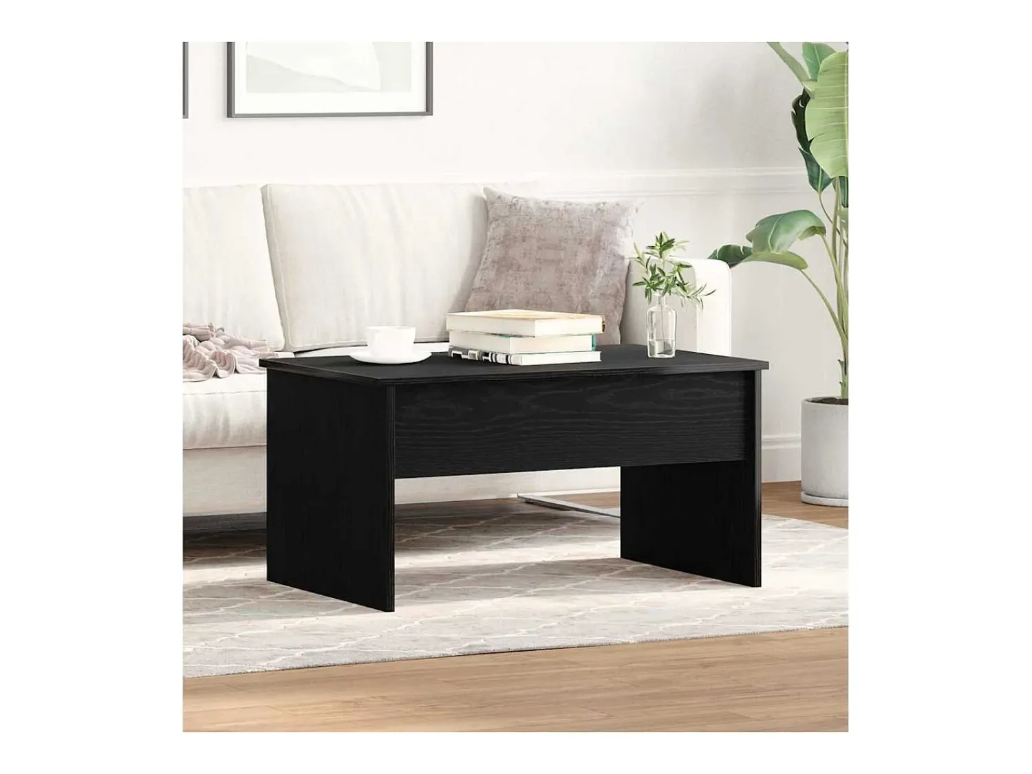 Mesa De Centro| Mesa de centro | Mesa de apoio Carvalho 80x50.5x41.5 cm Preto