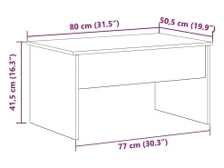 Mesa De Centro| Mesa de centro | Mesa de apoio Carvalho 80x50.5x41.5 cm Preto