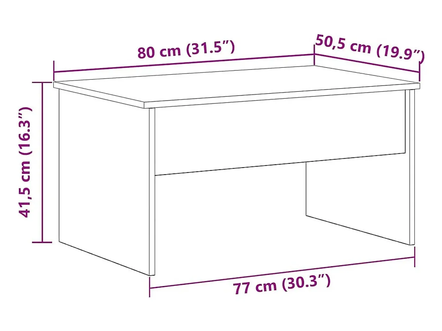 Mesa De Centro| Mesa de centro | Mesa de apoio Carvalho 80x50.5x41.5 cm Preto