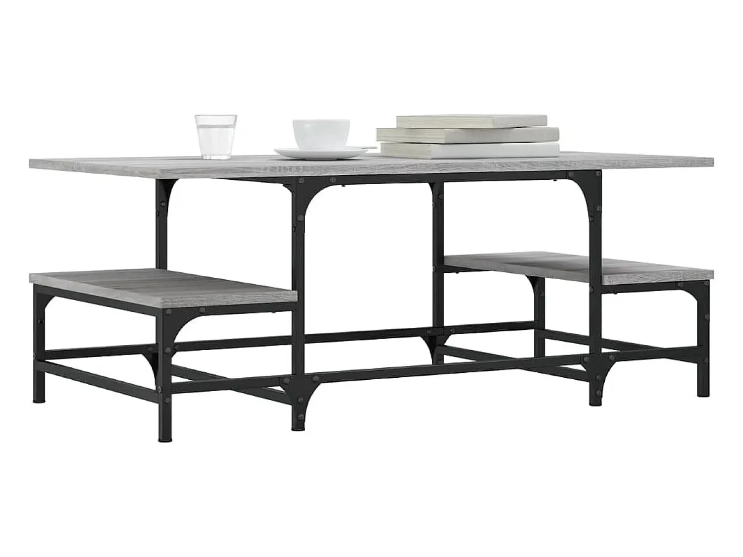 Mesa de centro | Mesa de apoio 100x50.5x40 cm derivados de madeira cinza sonoma^ Mesa De Centro