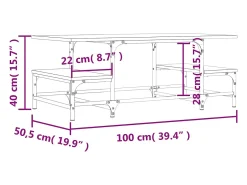 Mesa de centro | Mesa de apoio 100x50.5x40 cm derivados de madeira cinza sonoma^ Mesa De Centro