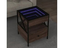 Mesa de centro | Mesa de apoio luzes LED Infinity 40x40x51 cm carvalho^ Mesa De Centro