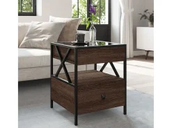 Mesa de centro | Mesa de apoio luzes LED Infinity 40x40x51 cm carvalho^ Mesa De Centro